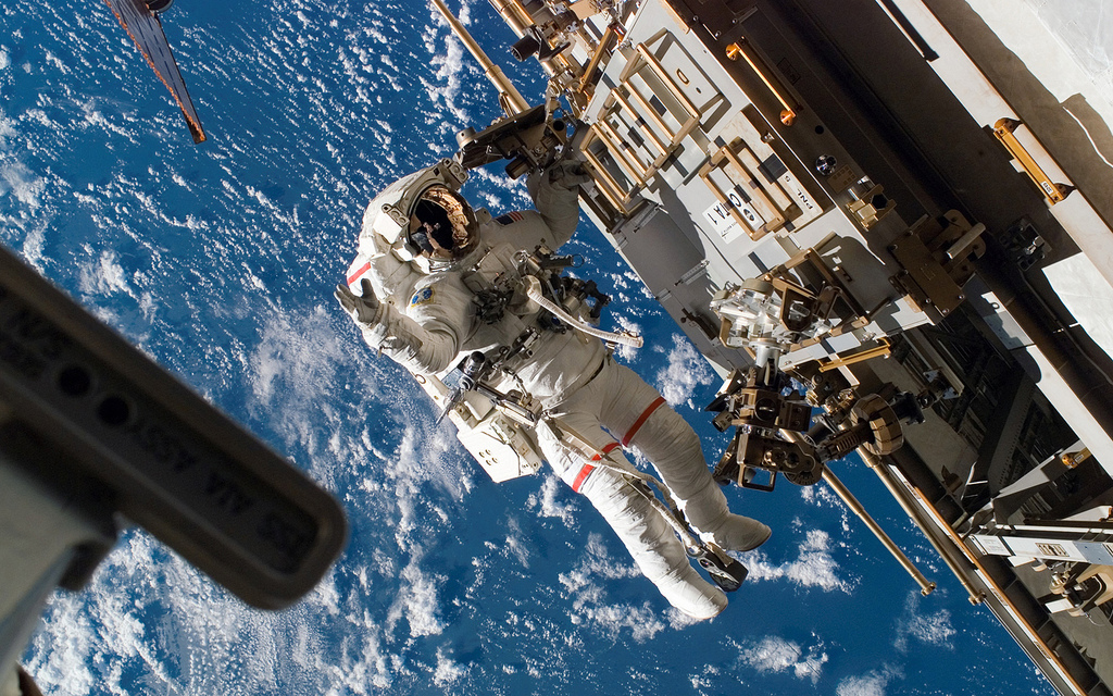 Astronaut on a spacewalk outside the space station